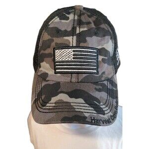 Lucky 7 Black Flag USA Hat "Harvest Caye, Belize" On Bill